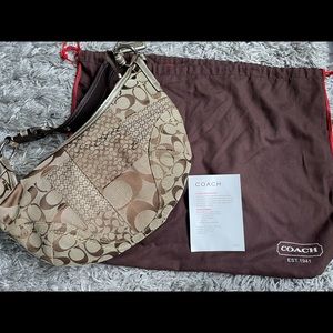 COACH Carly Soho bag w/ gold leather trim